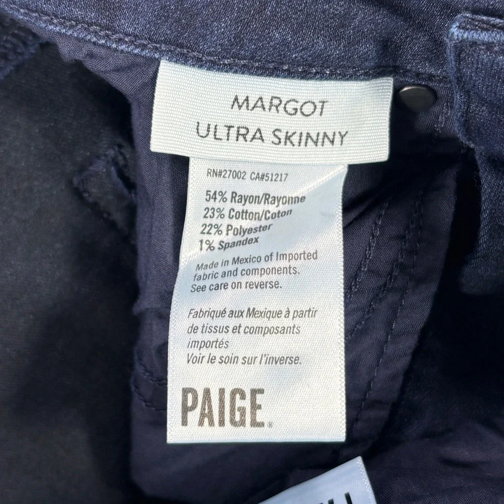 Paige Margot Ultra Skinny Jeans Womens 26 Dark Indigo High Rise Stretch Denim